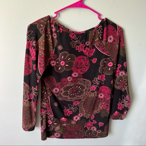 Vintage 90s y2k pink goblincore dark fairy butterfly mesh stretch top M - Picture 2 of 7